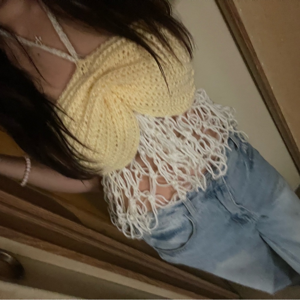 Yellow Crochet lace Top